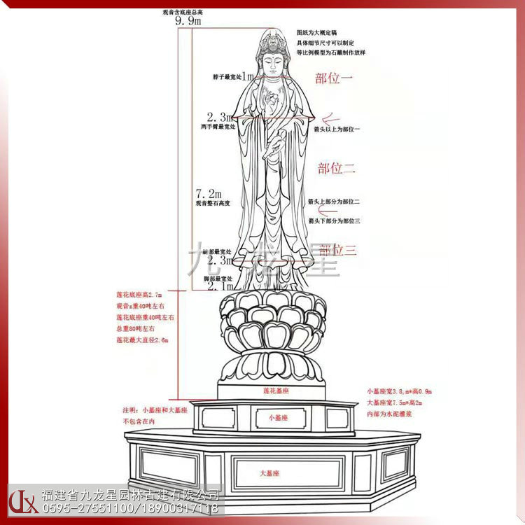 9.9米石雕觀音設計圖